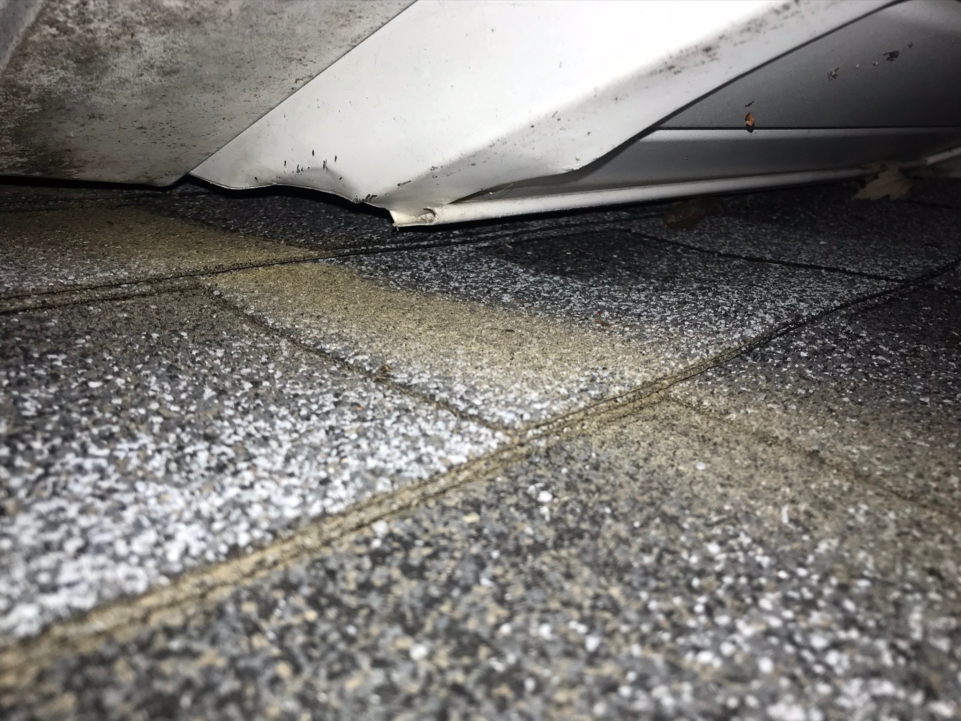 Open gap where the soffit return meets the roof shingles